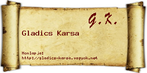 Gladics Karsa névjegykártya